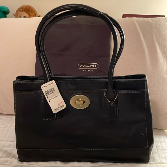 Coach Black Leather Handbag - Picture 1 of 4